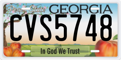 GA license plate CVS5748