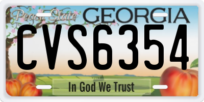 GA license plate CVS6354