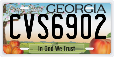 GA license plate CVS6902
