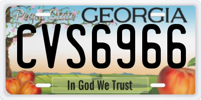 GA license plate CVS6966