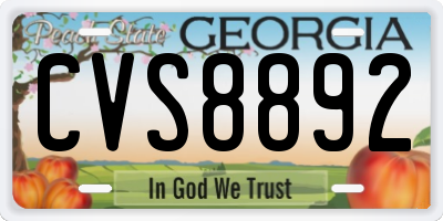 GA license plate CVS8892