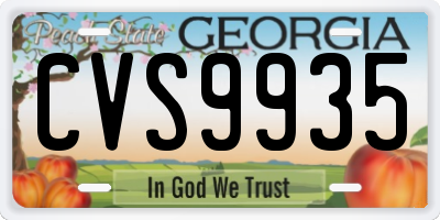 GA license plate CVS9935