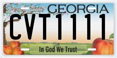 GA license plate CVT1111