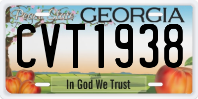 GA license plate CVT1938