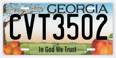 GA license plate CVT3502