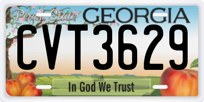 GA license plate CVT3629