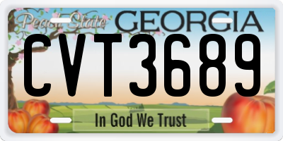 GA license plate CVT3689