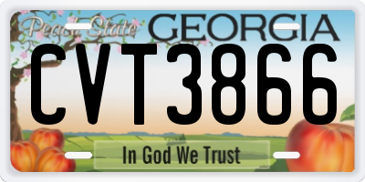 GA license plate CVT3866