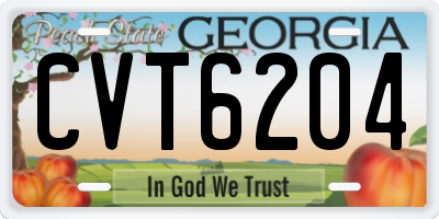 GA license plate CVT6204