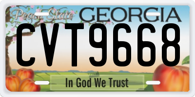 GA license plate CVT9668