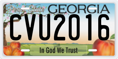 GA license plate CVU2016