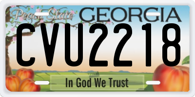 GA license plate CVU2218