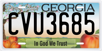 GA license plate CVU3685
