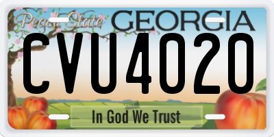 GA license plate CVU4020