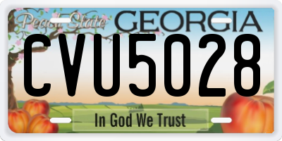 GA license plate CVU5028