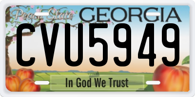 GA license plate CVU5949