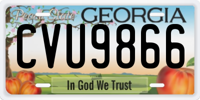 GA license plate CVU9866