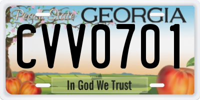 GA license plate CVV0701