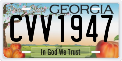 GA license plate CVV1947