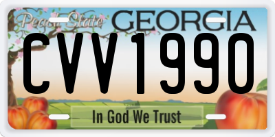GA license plate CVV1990