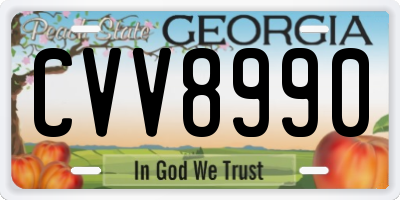 GA license plate CVV8990
