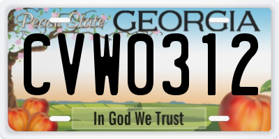 GA license plate CVW0312