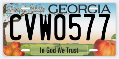 GA license plate CVW0577