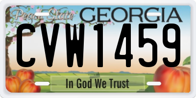 GA license plate CVW1459