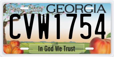 GA license plate CVW1754
