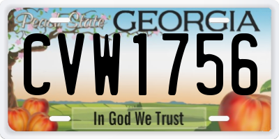 GA license plate CVW1756