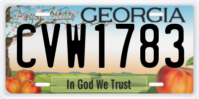 GA license plate CVW1783
