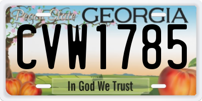 GA license plate CVW1785