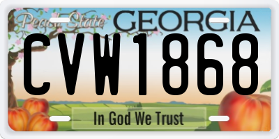 GA license plate CVW1868