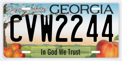 GA license plate CVW2244