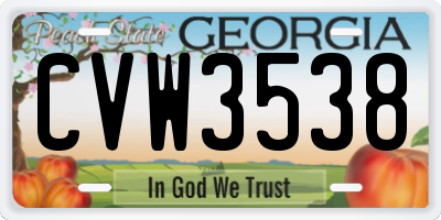 GA license plate CVW3538