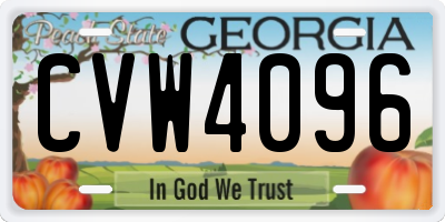 GA license plate CVW4096