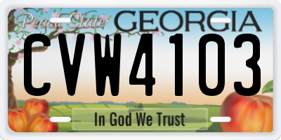 GA license plate CVW4103