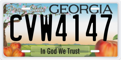 GA license plate CVW4147