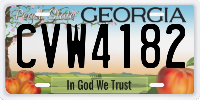 GA license plate CVW4182
