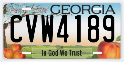 GA license plate CVW4189