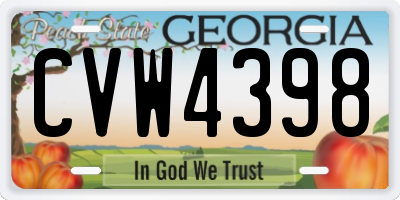 GA license plate CVW4398
