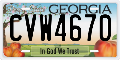 GA license plate CVW4670
