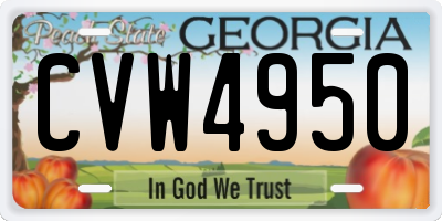 GA license plate CVW4950