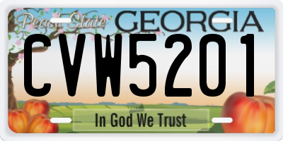 GA license plate CVW5201