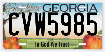 GA license plate CVW5985