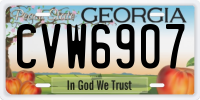 GA license plate CVW6907
