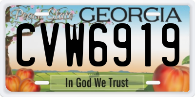 GA license plate CVW6919