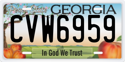 GA license plate CVW6959