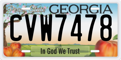 GA license plate CVW7478