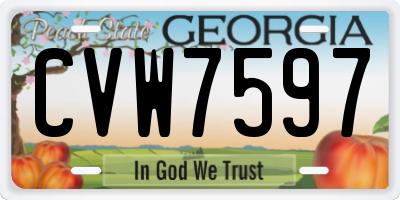 GA license plate CVW7597